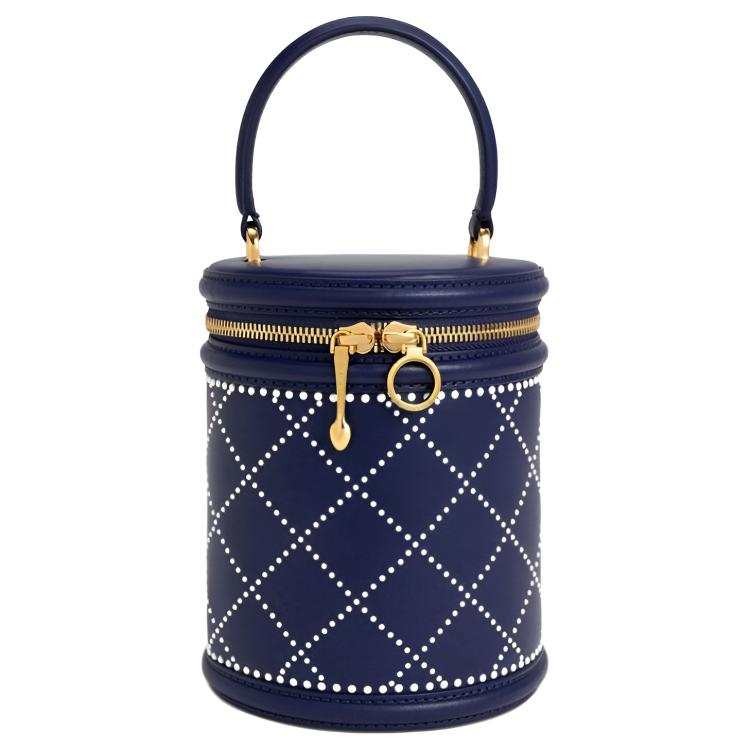 CHARLES&KEITH Calfskin With PU Bucket Bag, Shoulder Bag Small Women's Navy Blue