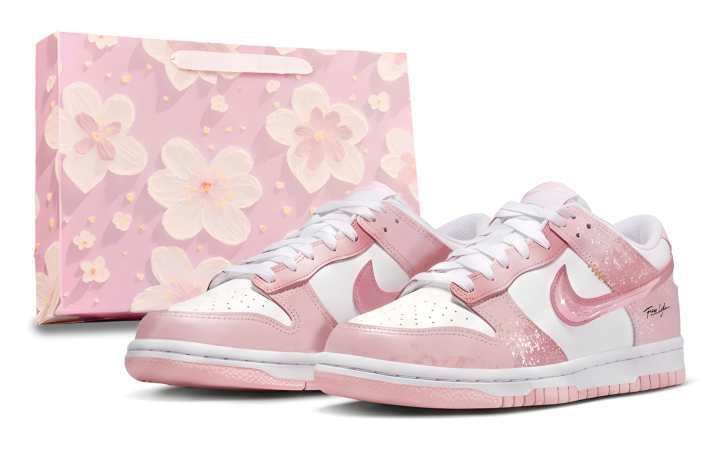 Nike Nike Dunk Leather Cushioning Abrasion Resistant Low top Skateboard Shoes Women's White Pink