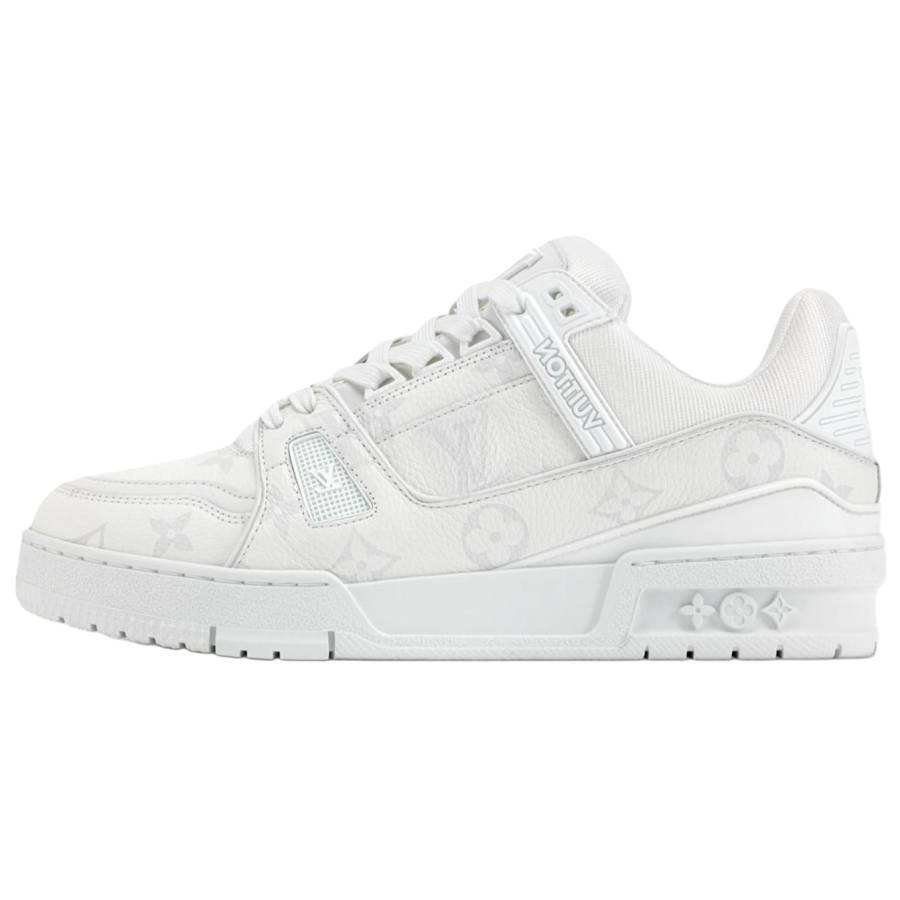 LOUIS VUITTON Trainer Cow Leather Low top Skateboard Shoes Women's Gray White