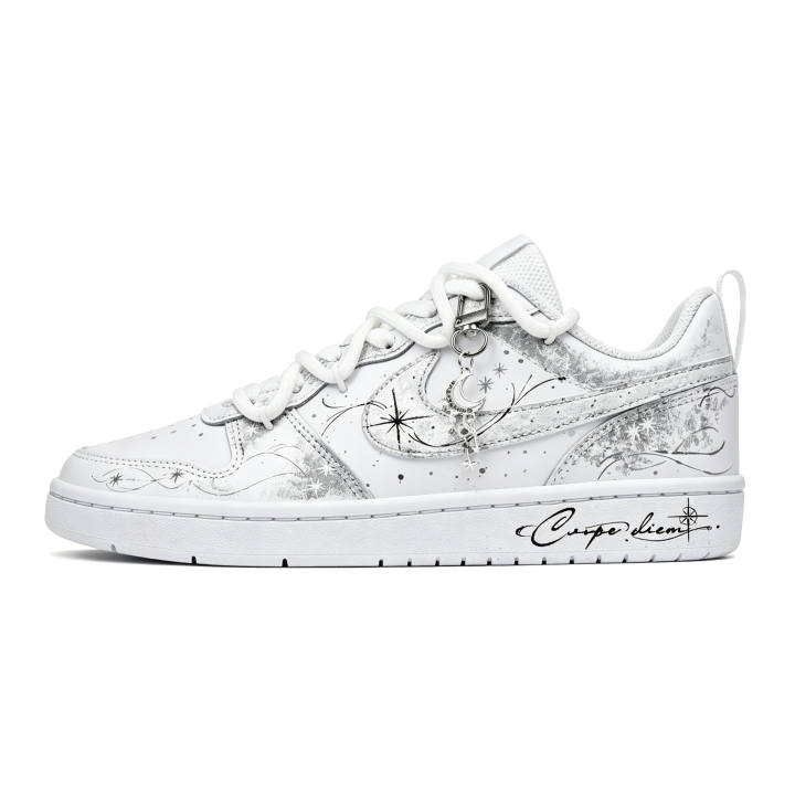 Nike Nike Court Borough Stellar Whisper Leather Low top Skateboard Shoes White Teenagers