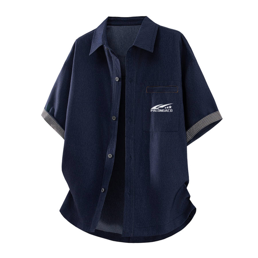 PAL ONGACO Shirts Unisex Dark Blue Lapel Moderate Workwear