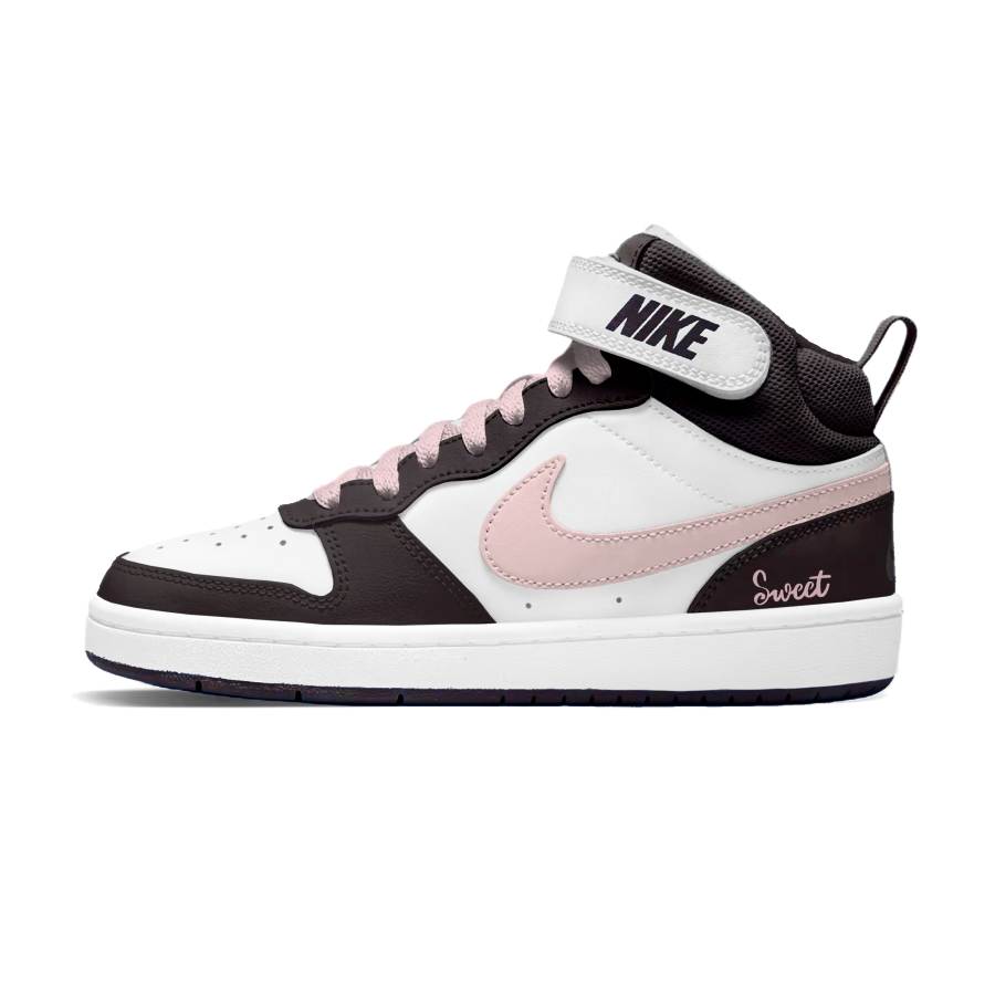 Nike Nike Court Borough 2 Black Pink Transformation Leather Mid top Kids' Skateboarding Shoes Pink Teenagers