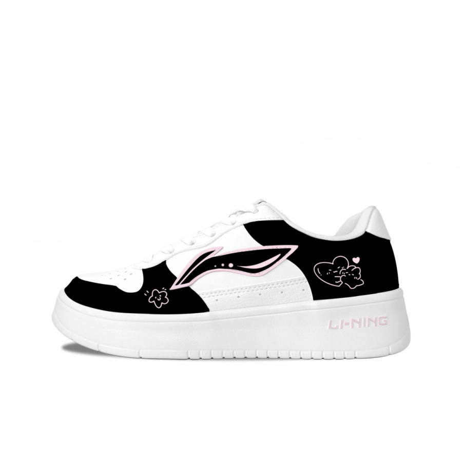 Li-Ning Li Ning Floating Boat Black White Sweet Dream, Moonlit Cushioning Abrasion Resistant Low top Skateboard Shoes Women's
