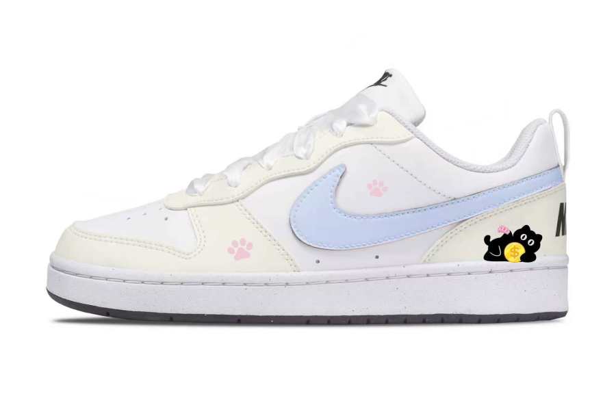 Nike Nike Court Borough Leather Abrasion Resistant Low top Kids' Skateboarding Shoes Light Yellow Teenagers
