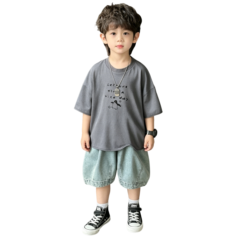Lanza Kids Casual Sportswear Crew Neck Thin Stretch