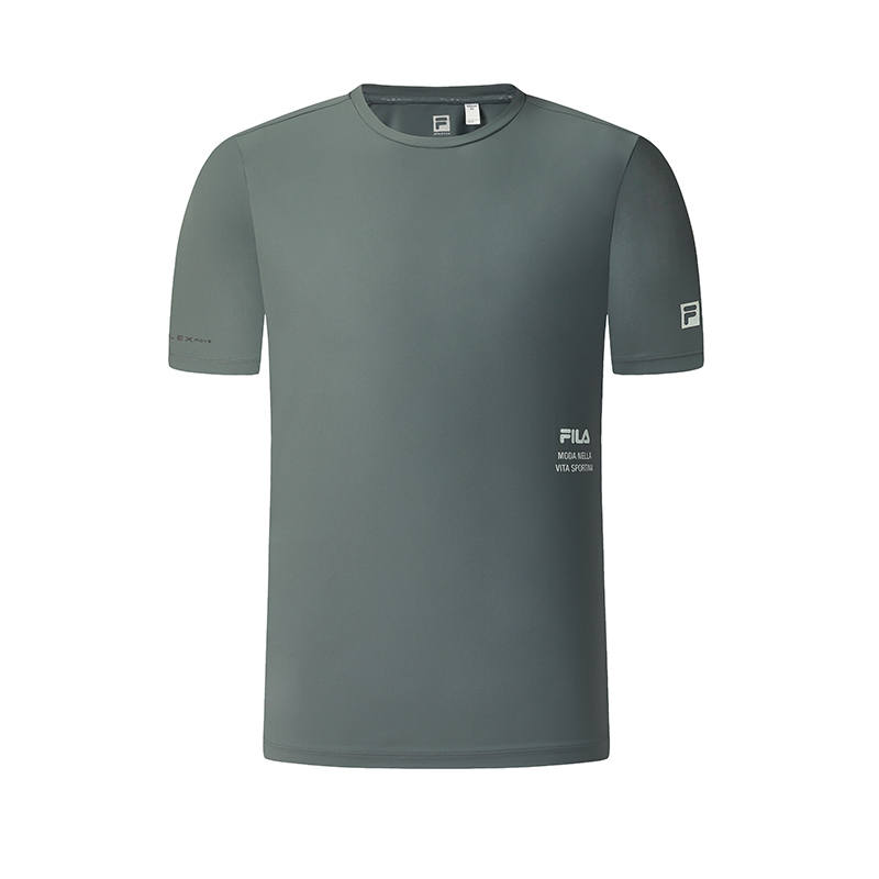 FILA Fitness T Shirts Men's Mecha Gray Crew Neck Moderate