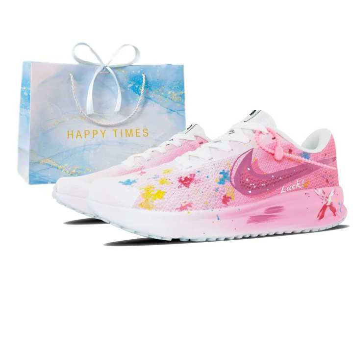 Nike Nike RUN DEFY Fabric Abrasion Resistant Low top Casual Running Shoes Men's White Pink