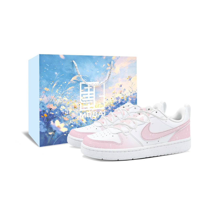 Nike Nike Court Borough Starry Box Leather Low top Kids' Skateboarding Shoes Pink Teenagers