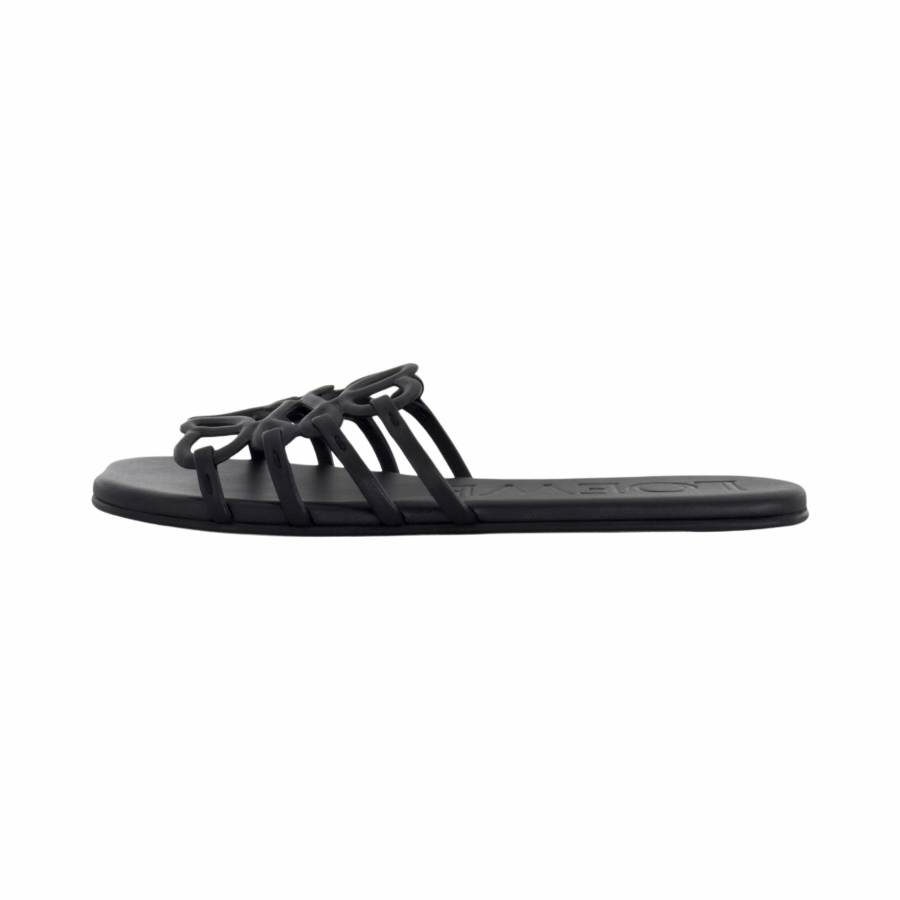 LOEWE Petal Anagram Rubber Slide Slippers Women's Black