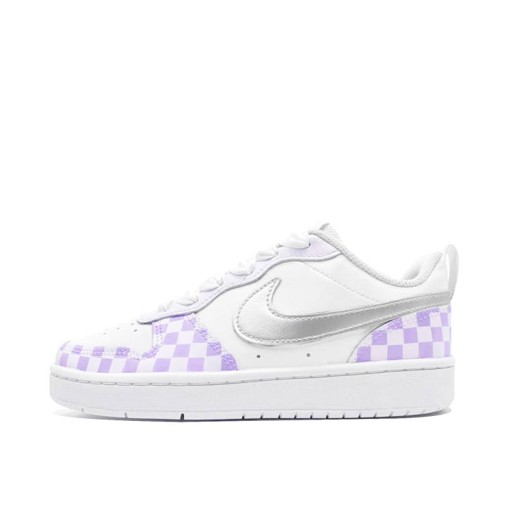 Nike Nike Court Borough Purple Plaid Leather Slip Resistant Cushioning Abrasion Resistant Breathable Low top