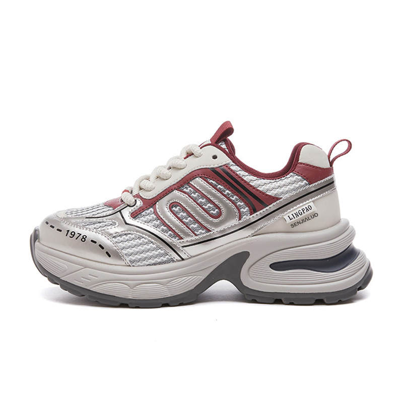 SENJIALUO Moisture Wicking Height Increasing Abrasion Resistant Slip Resistant Low top Chunky Sneakers Women's