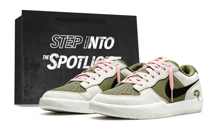 Nike Nike SB Force 58 Ink Olive Slip Resistant, Abrasion Resistant, Lightweight Skateboard Shoes Unisex White Green