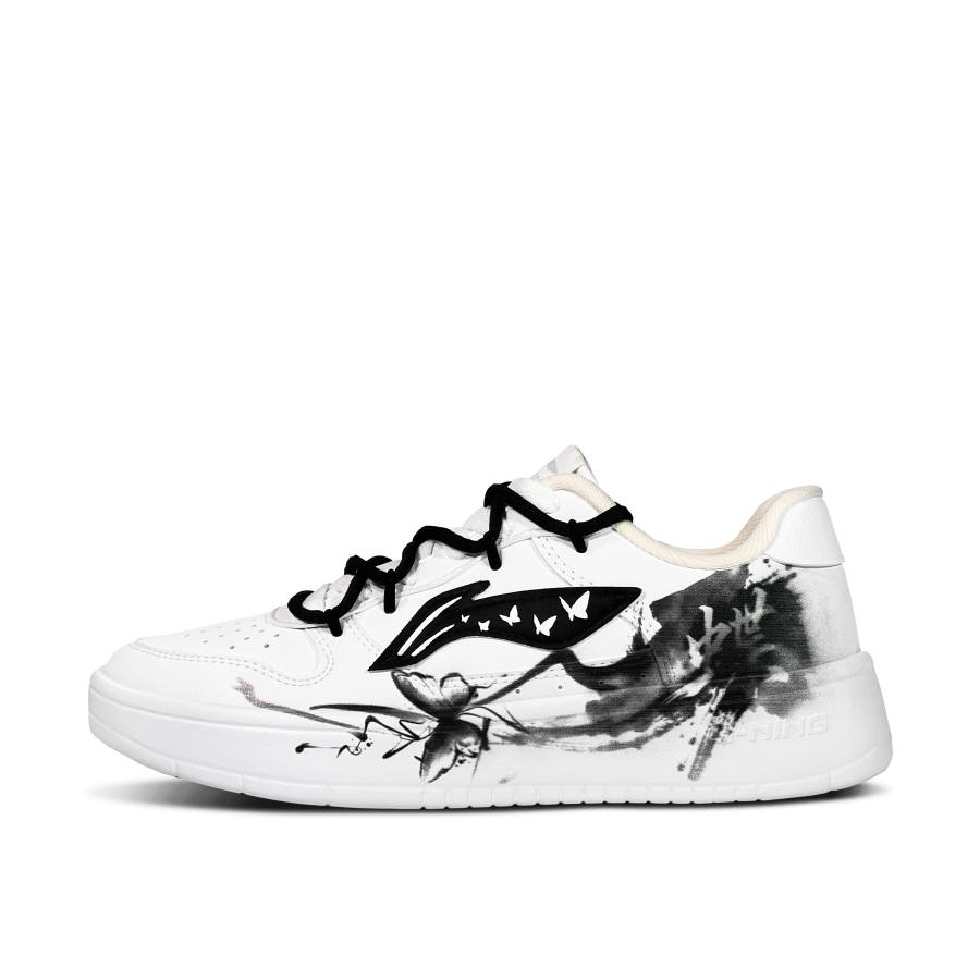 Li-Ning Li Ning Floating Boat Lightweight Abrasion Resistant Low top Skateboard Shoes Women's Black White
