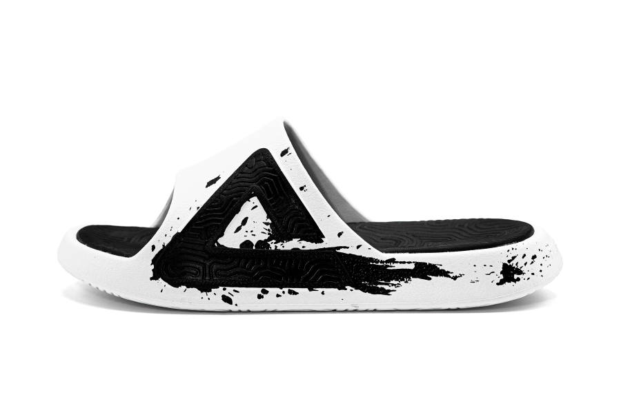 PEAK Tai Ji1.0 EVA Odor Resistant Abrasion Resistant Cushioning Slide Slippers Men's Black White