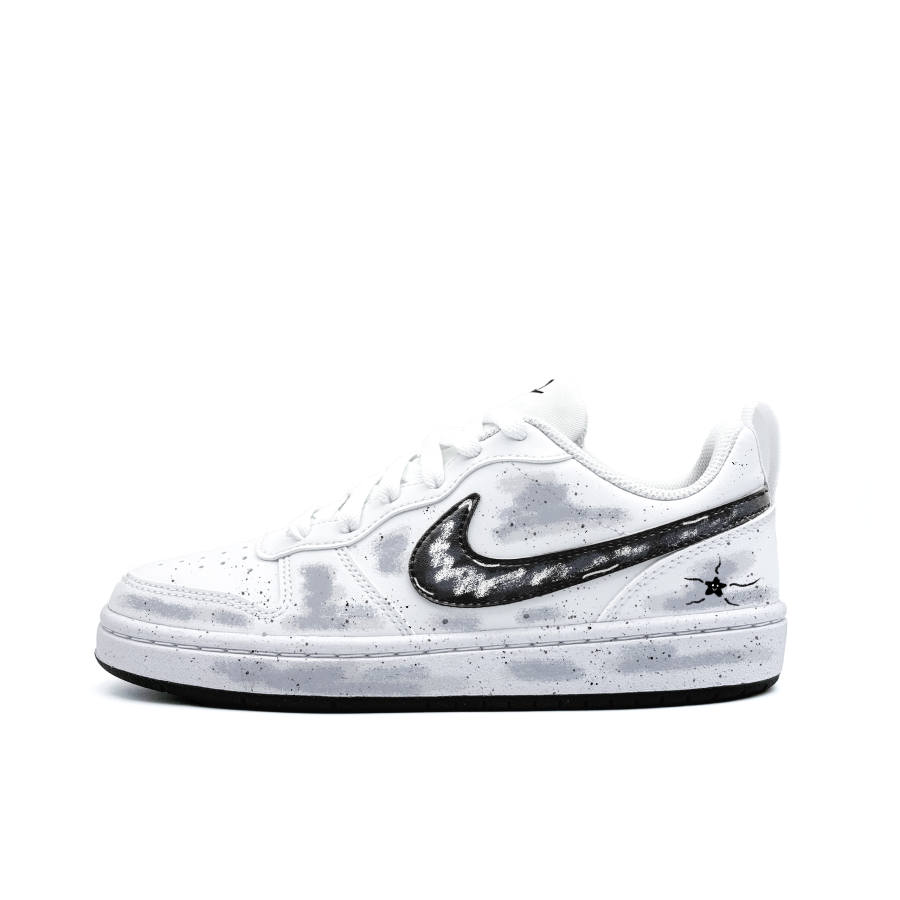 Nike Nike Court Borough White Moon Ink Star Synthetic Leather Low top Kids' Skateboarding Shoes Black White Teenagers