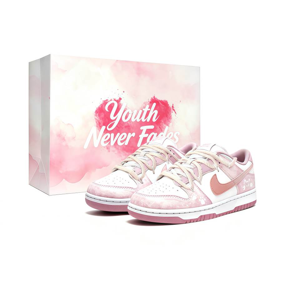 Nike Nike Dunk Peach Blossom Milk Cat, Shopping Bag, Girlfriend, Valentine's Day Style Leather Low top Skateboard Shoes