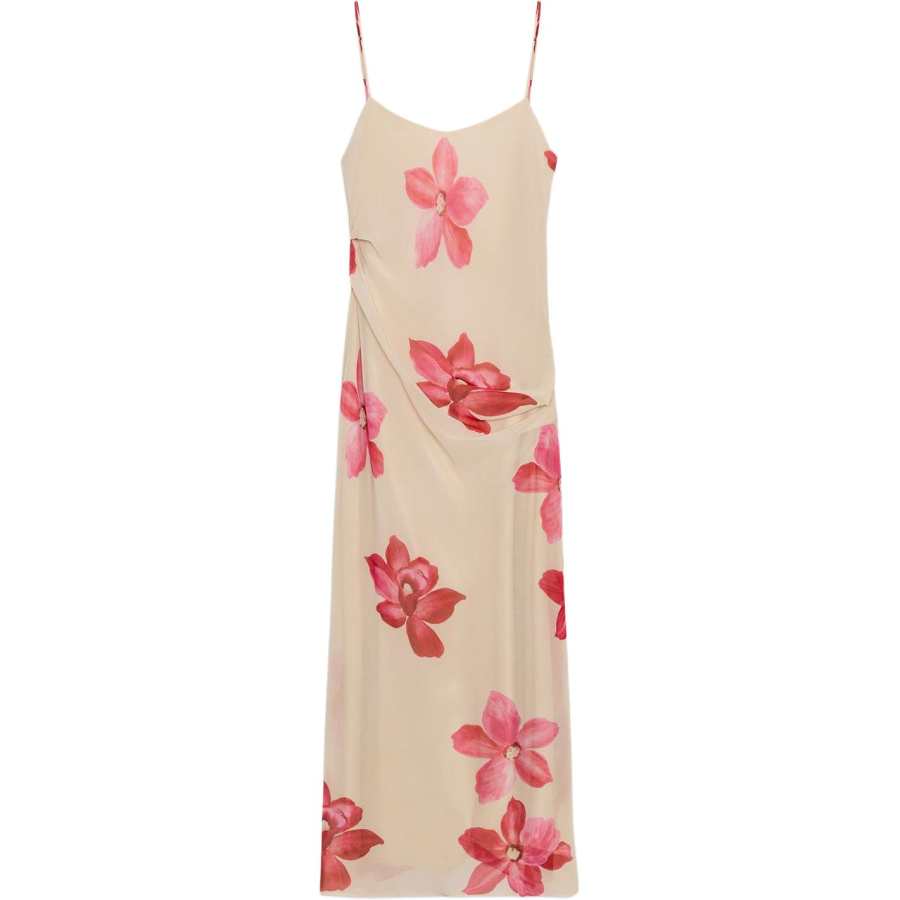 ZARA Slip Dresses Women's Print Camisole Moderate Long Skirt