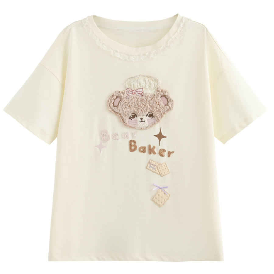 SNBL T Shirts Women's Beige Apricot Crew Neck Moderate Straight Fit