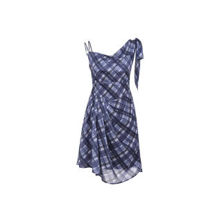Umoumo Slip Dresses Women's Denim Blue Irregular Thin Midi Dress