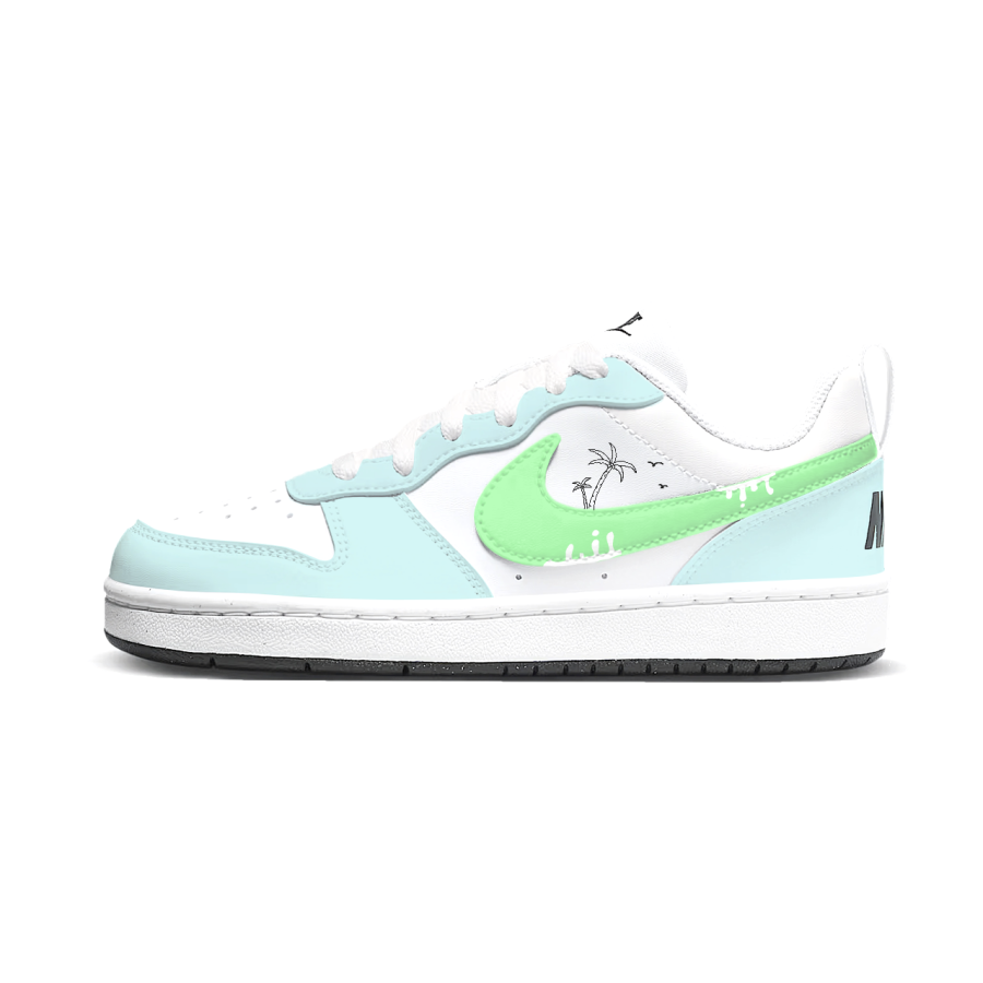 Nike Nike Court Borough Sea Blue Coconut Synthetic Leather Low top Kids' Skateboarding Shoes Blue Green Teenagers