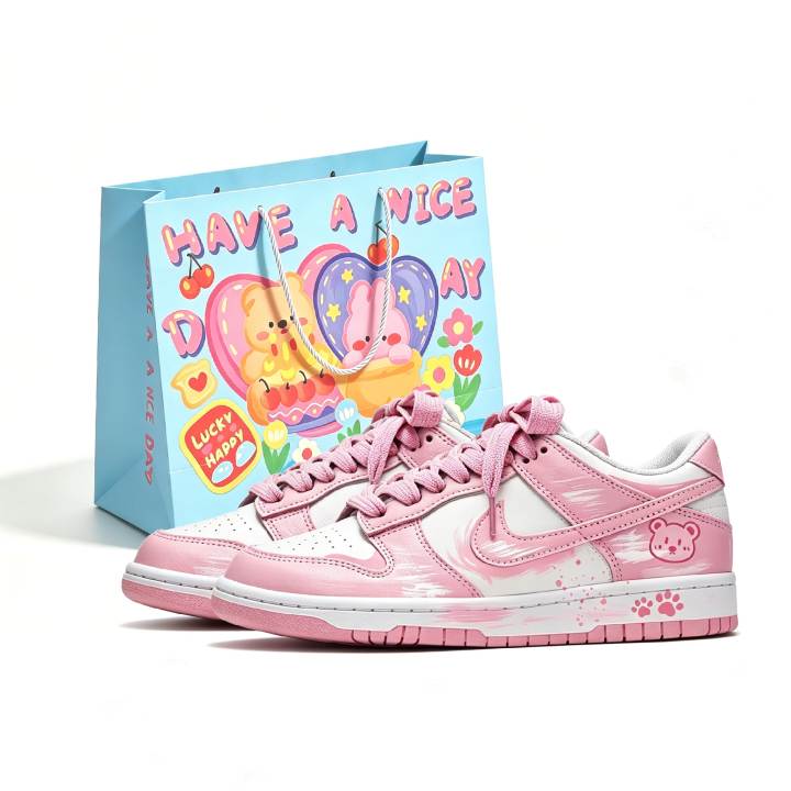 Nike Nike Dunk Abrasion Resistant Low top Skateboard Shoes Women's Pink White