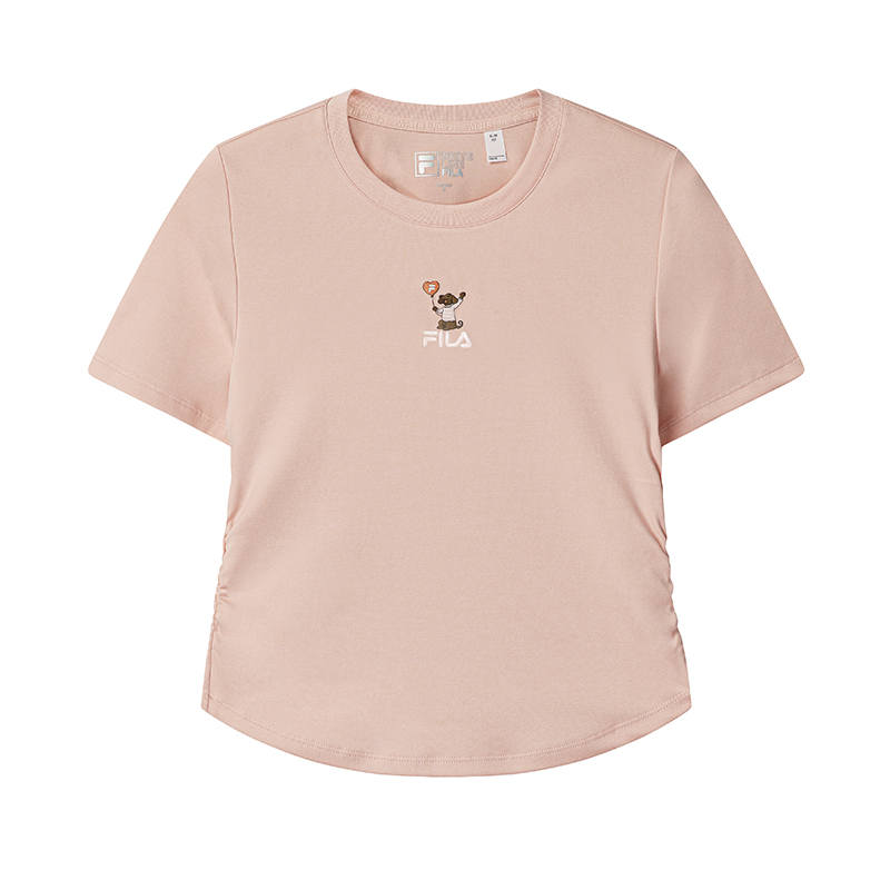 FILA ORIGINALE T Shirts Women's Deep Rose Pink Crew Neck Moderate Nipped In Waist