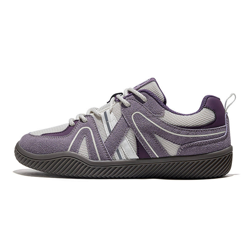 FEIYUE Cushioning Slip-Resistant Abrasion-Resistant Low-top Casual Shoes Unisex Purple Beige