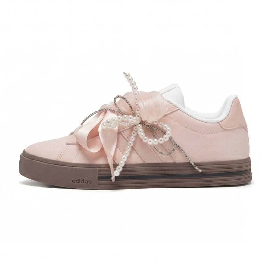 Adidas Adidas Daily 4.0 Peach Ballet Leather Slip Resistant Low top Skateboard Shoes Unisex Light Pink