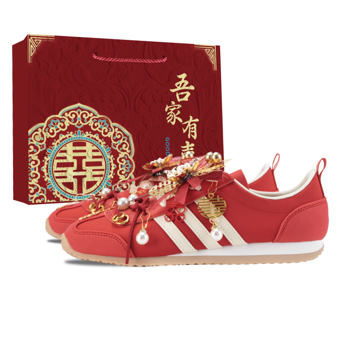 Adidas Adidas VS JOG 2.0 Blooming Joy Abrasion Resistant Low top German Army Trainers Unisex Red