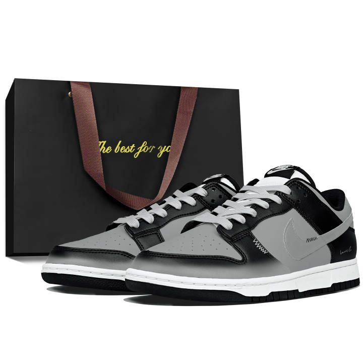 Nike Nike Dunk Slip Resistant Abrasion Resistant Low top Skateboard Shoes Unisex Black White Gray