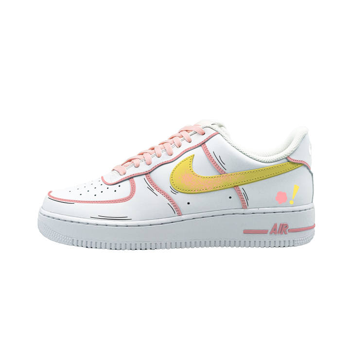 Nike Nike Air Force 1 Pink Yellow Cow Leather Cushioning Breathable Support Low top Skateboard Shoes Unisex