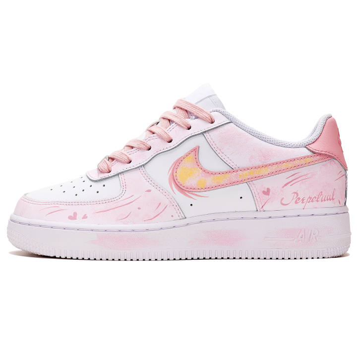 Nike Nike Air Force 1 Abrasion Resistant Low top Kids' Skateboarding Shoes Pink White Unisex