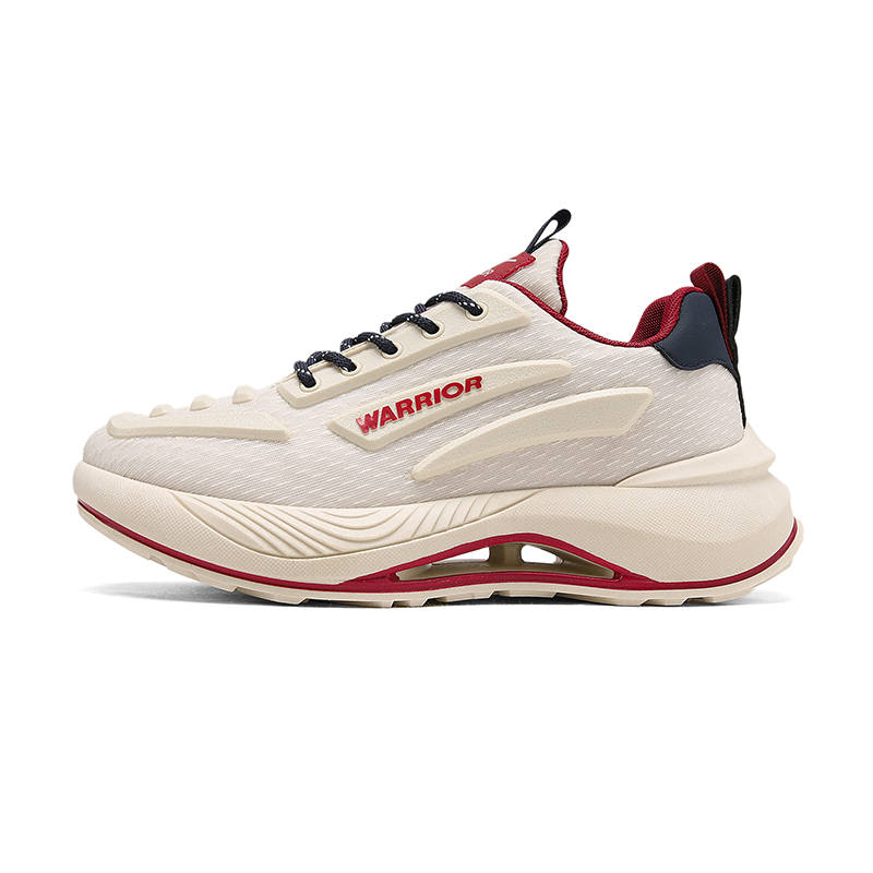 Warrior Cushioning Height Increasing Abrasion Resistant Lightweight High top Running Shoes Men's Beige Red
