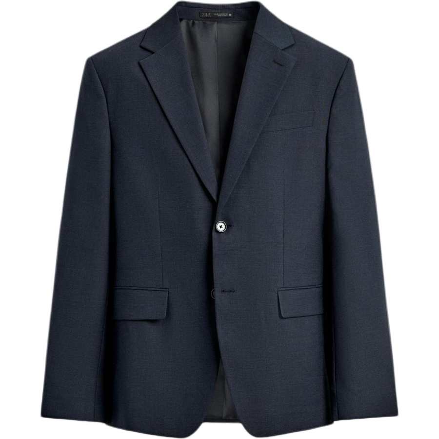 ZARA Business Suits Men's Blue Lapel Moderate Business Suit