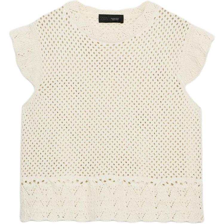 ZARA T Shirts Women's White Crew Neck