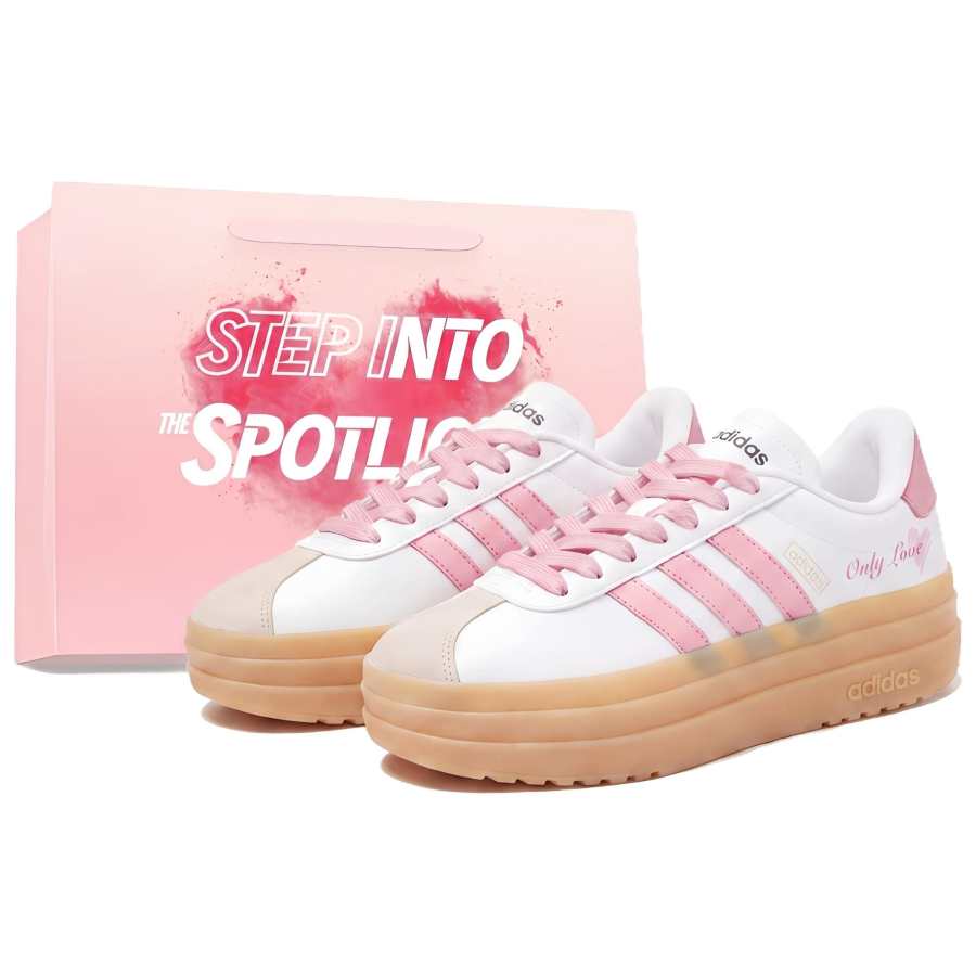 Adidas Adidas VL Court Bold Puffy Pink Abrasion Resistant Breathable Height Increasing Low top Skateboard Shoes Women's