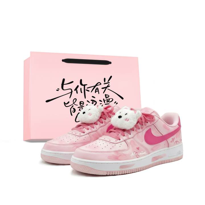 Nike Nike Air Force 1 Heartbeat Pink Order Low top Skateboard Shoes Women's Pink