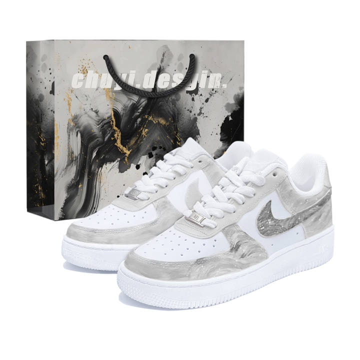Nike Nike Air Force 1 Shopping Bag, Galaxy Series, First Culture V Low top Skateboard Shoes Unisex White Gray