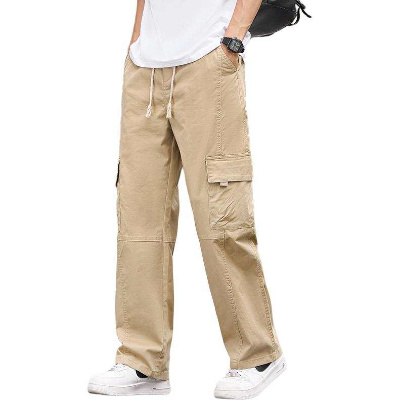 Tonlion Casual Pants Unisex Khaki Moderate Cargo Pants