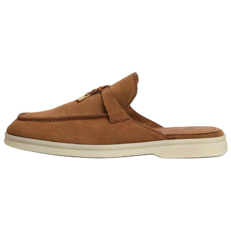 Loro Piana Summer Charms Walk Closed Toe Slippers Women's Camel Brown