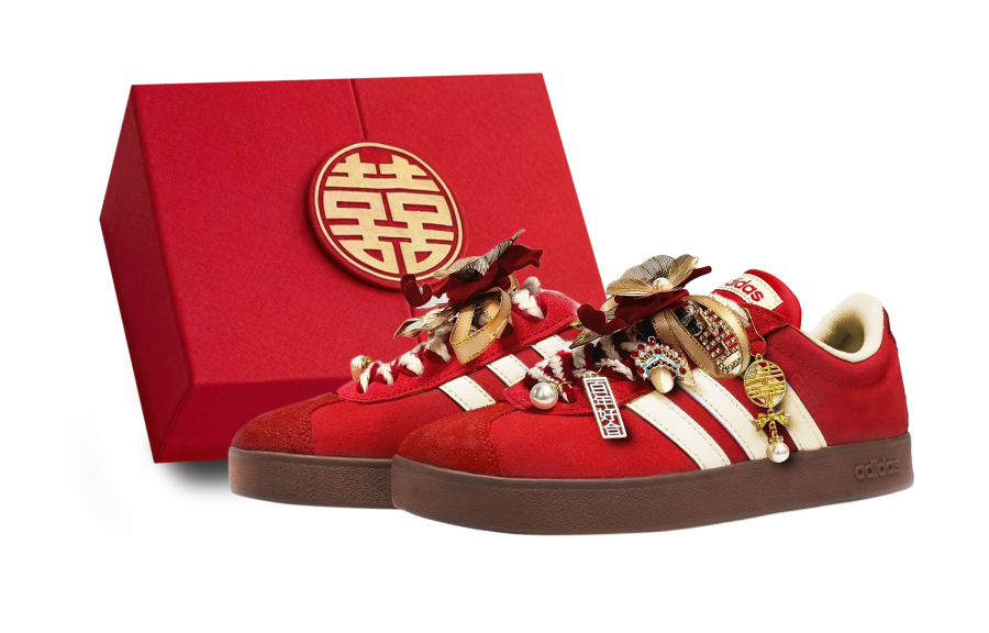 Adidas Adidas Vl Court Classic Cherry Bomb, Harmony And Melody German Army Trainers Unisex Red