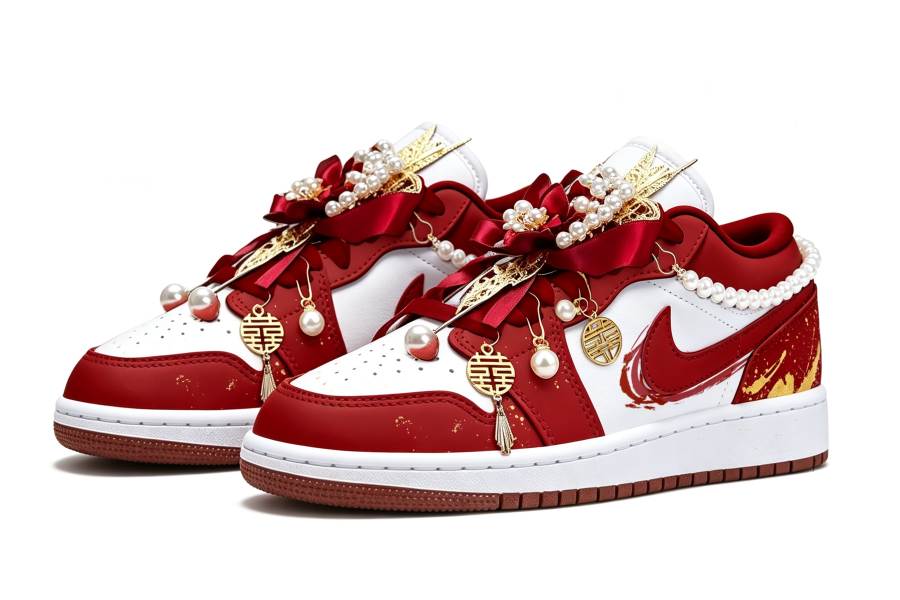 Jordan Jordan Air Jordan 1 No Duplication League, Red Jewel Footwear Leather Abrasion Resistant Low top