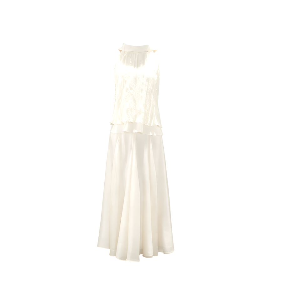 CPAURA Two Piece Skirt Sets Women's Boat Neck Moderate Long Skirt