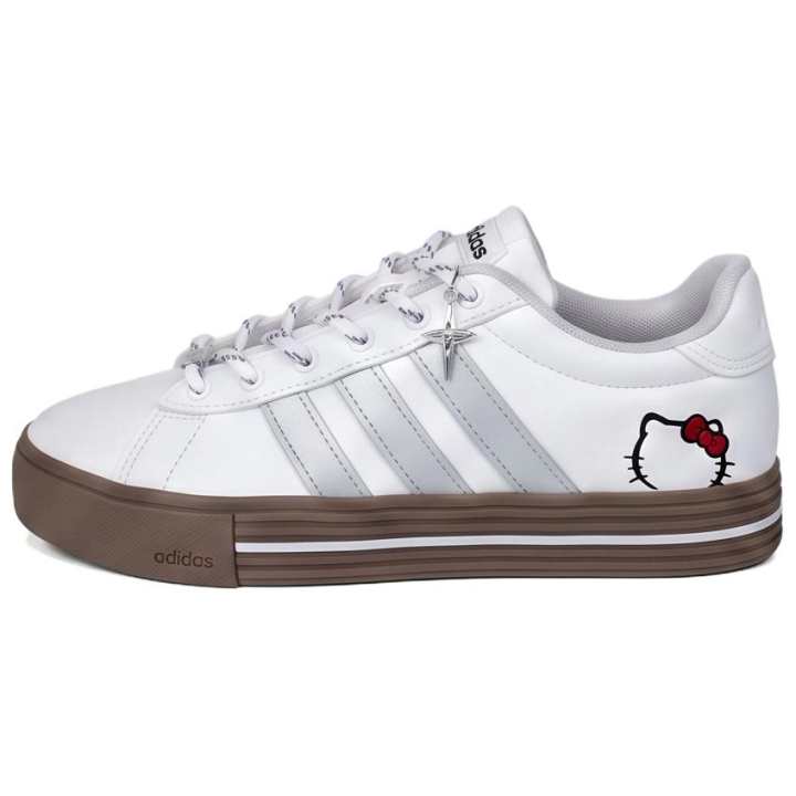 Adidas Adidas Daily 4.0 Silver Yarn Kitten Leather Slip Resistant Low top Skateboard Shoes Unisex White