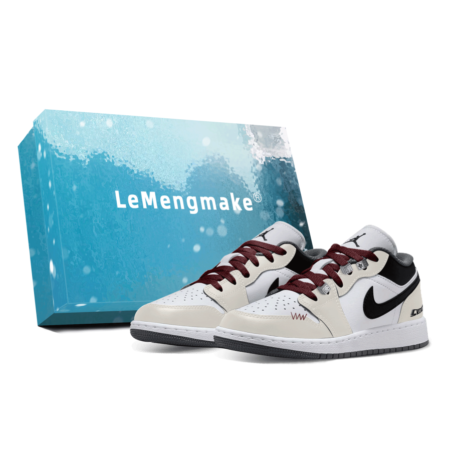 Jordan Jordan Air Jordan 1 Beige Gray Old Lane Slip Resistant Abrasion Resistant Low top Children's Basketball Shoes Ecru