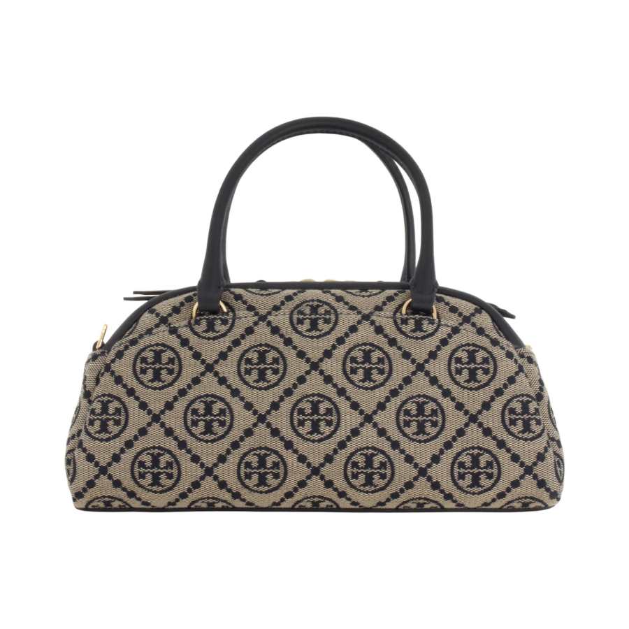 TORY BURCH T Monogram Detachable Strap Cotton Handbag Small Women's Tory Party Marine