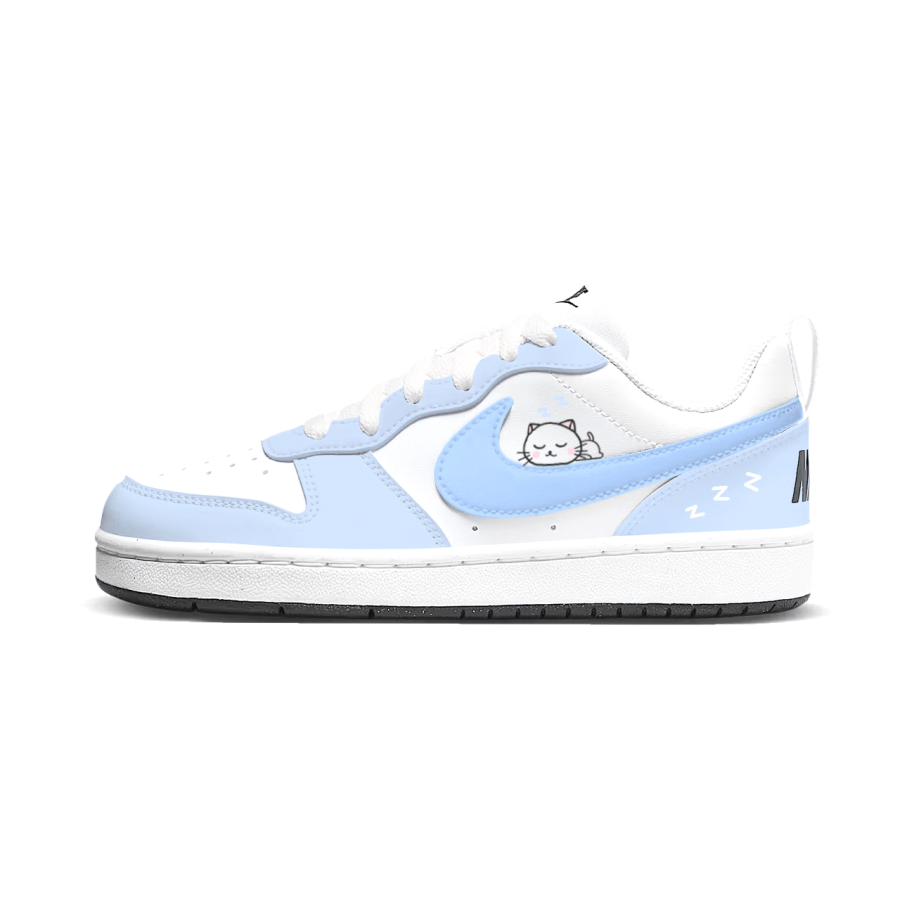 Nike Nike Court Borough Sleepy Meowth Synthetic Leather Low top Kids' Skateboarding Shoes Blue Teenagers