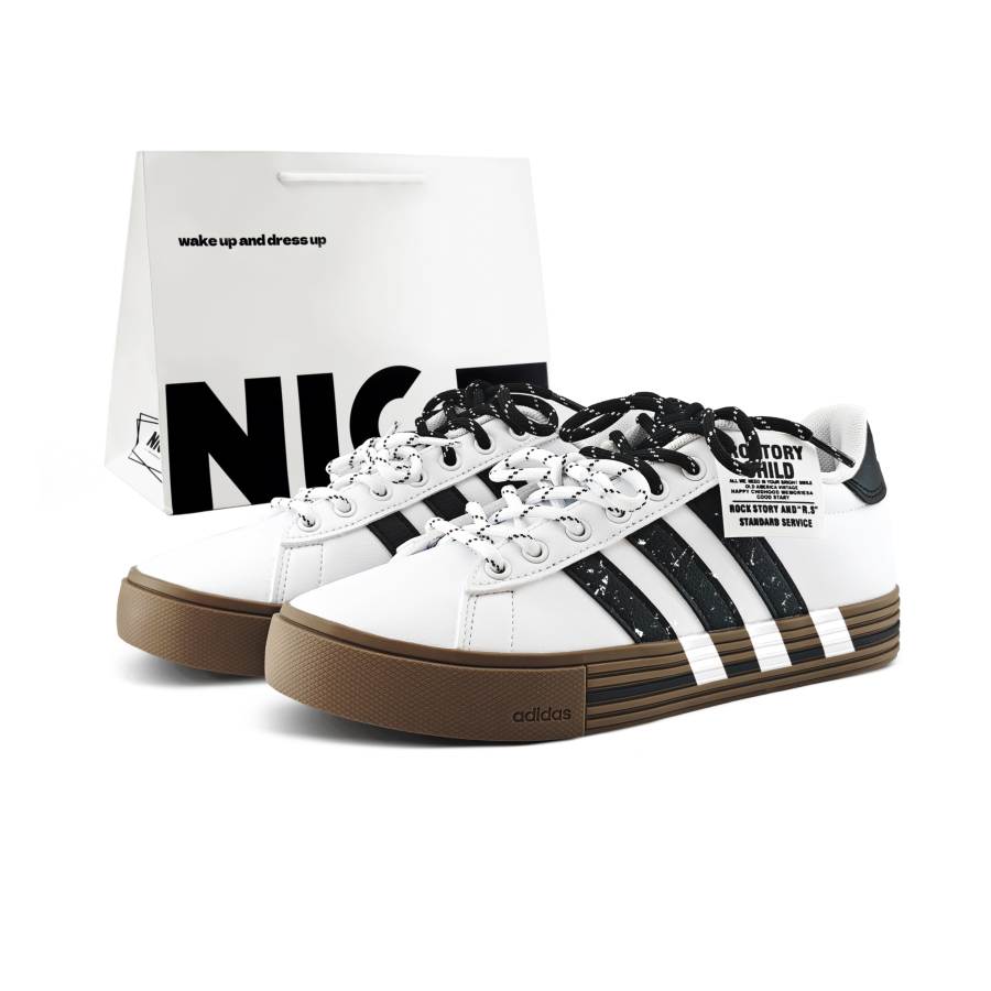 Adidas Adidas Daily 4.0 Ink Splatter, Double Strap, Shopping Bag Slip Resistant Abrasion Resistant Low top Skateboard Shoes