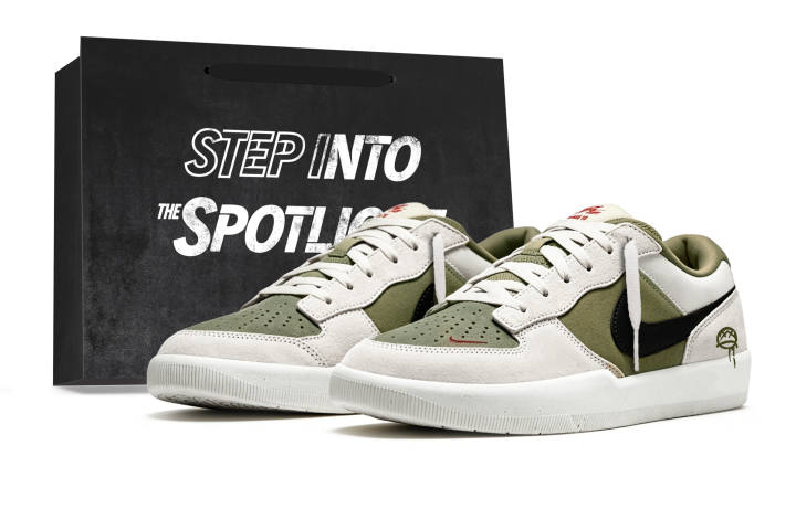 Nike Nike SB Force 58 White Olive Low top Skateboard Shoes Unisex White Green