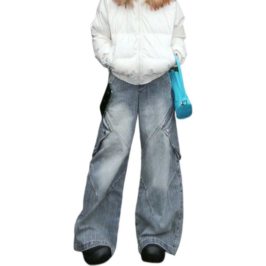 Cotton Gene Jeans Women's Blue Moderate Wide Leg Pants